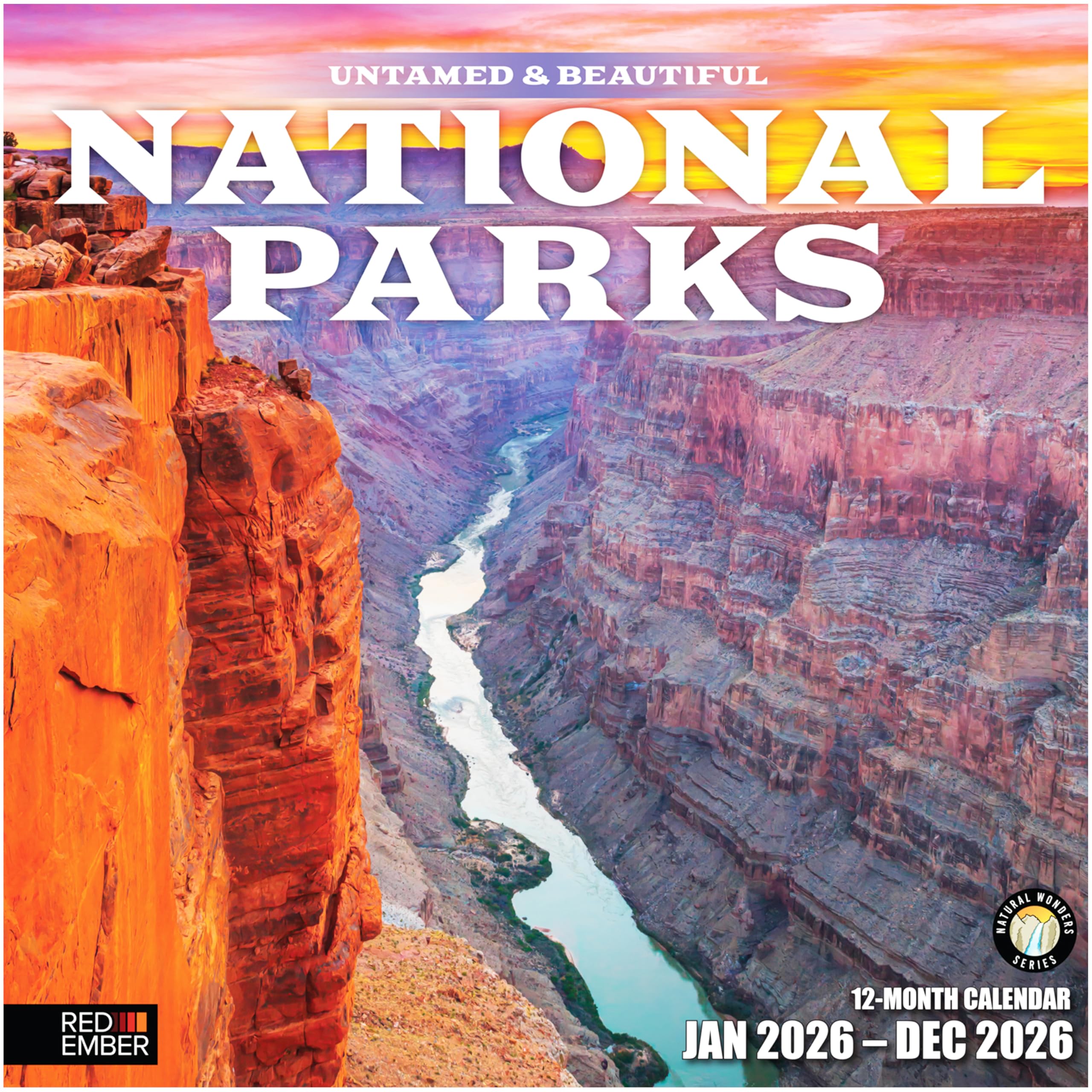 RED EMBER Untamed & Beautiful National Parks 2026 Wall Calendar 12 Month | 12" x 24" Open | Thick & Sturdy Paper | Giftable | Calendar 2026