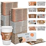 Dingion 1000 Pack Coffee Cup Sleeves Corrugated Cardboard Motivational Disposable Sleeve for Inspiring Cold or Hot Beverage Chocolate Coffee Tea, Fits 12oz 16oz Paper Cups