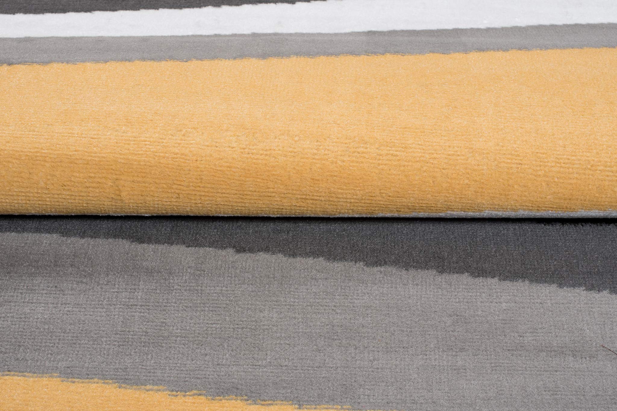 TAPISO Maya Teppich Kurzflor Modern Streifen Gestreift Design Grau Schwarz Weiß Gelb Wohnzimmer Schlafzimmer Büro ÖKOTEX 120 x 170 cm