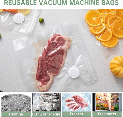 Miniatura 7 de Sellador al vacío para alimentos, sellador de mano con 14 bolsas grandes reutilizables y 20 bolsas medianas, sellador al vacío de mano con tanque de