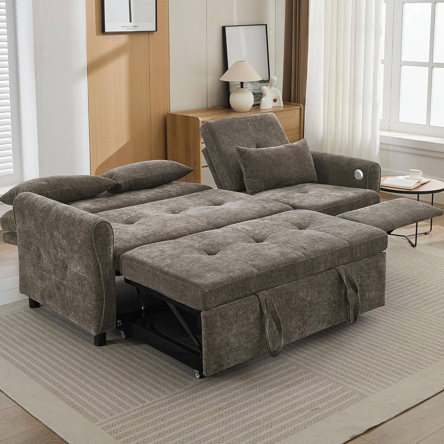 Front view of the assembled ERYE L-Shaped Recliner Sectional Sofa