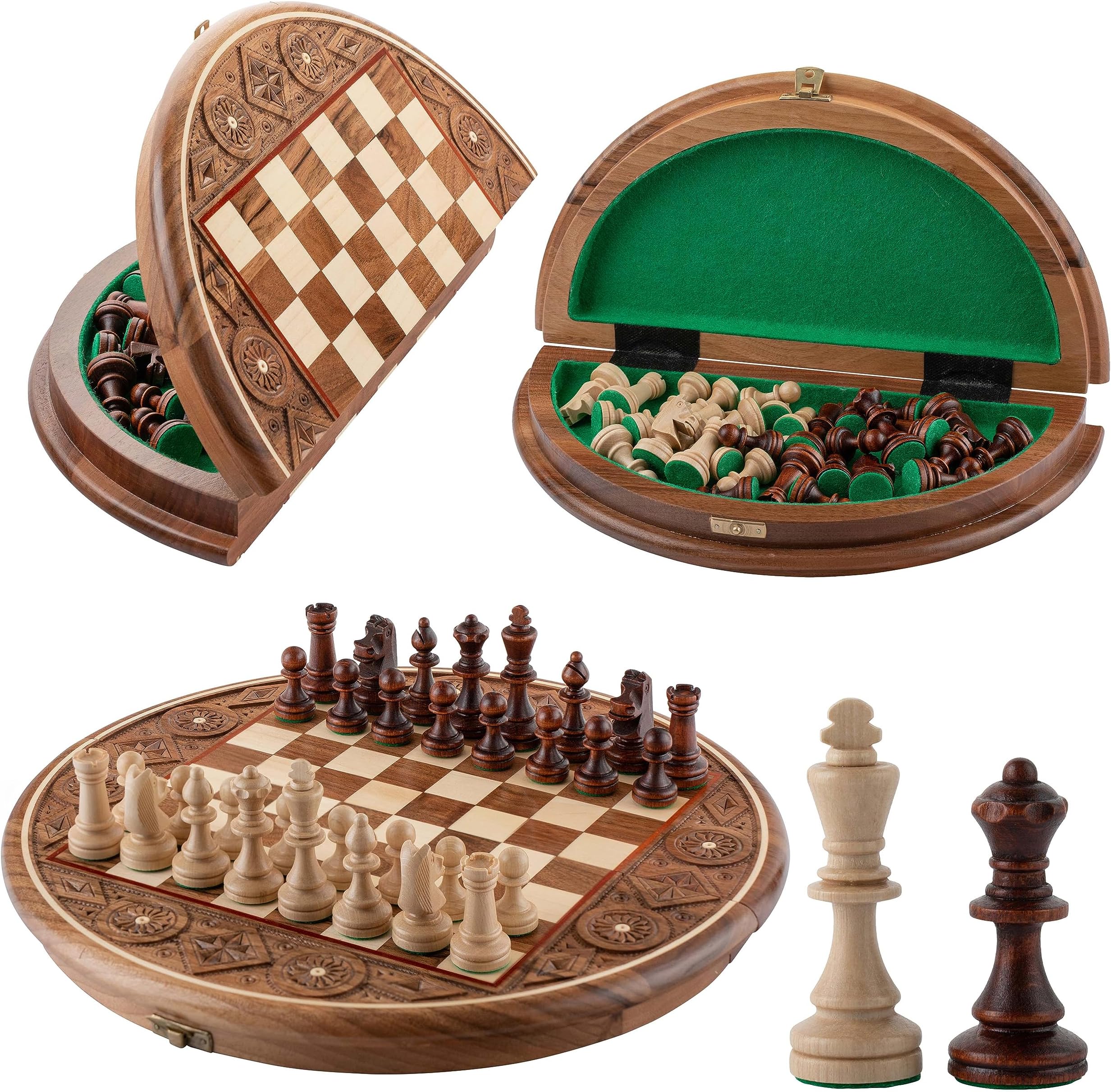 Master of Chess Wooden Chess Set with Pieces “RUBY” 35 cm / 14 in - Handcrafted Portable Chess Board Game for Adults and Kids