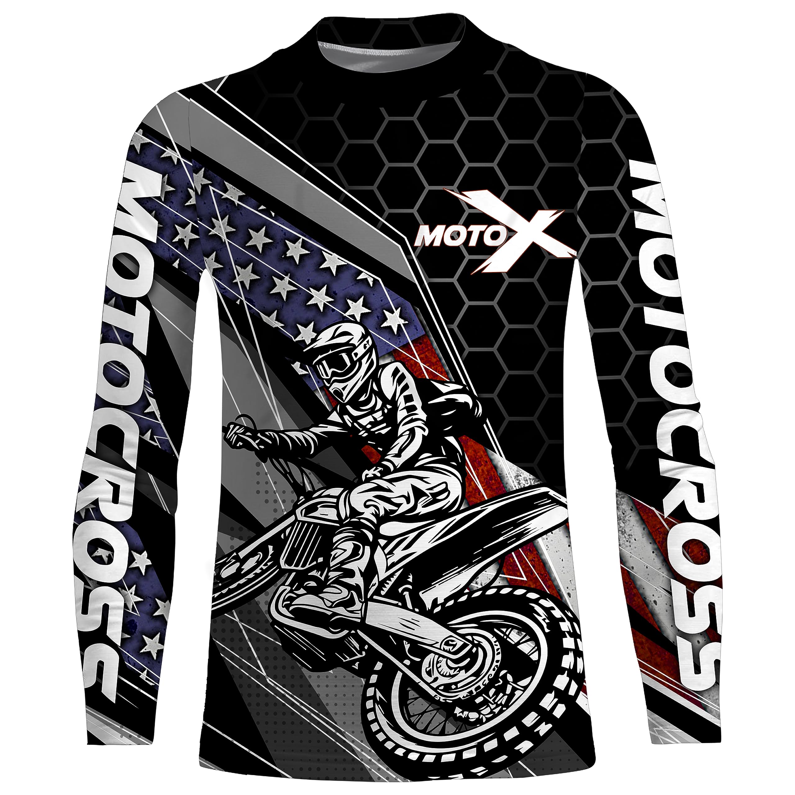American Motocross Jersey UPF30+ Youth Kid Men Women Racing Dirt Bike Shirt Motox Off-Road Motorcycle Long Sleeves| XM105 (Kid Jersey)