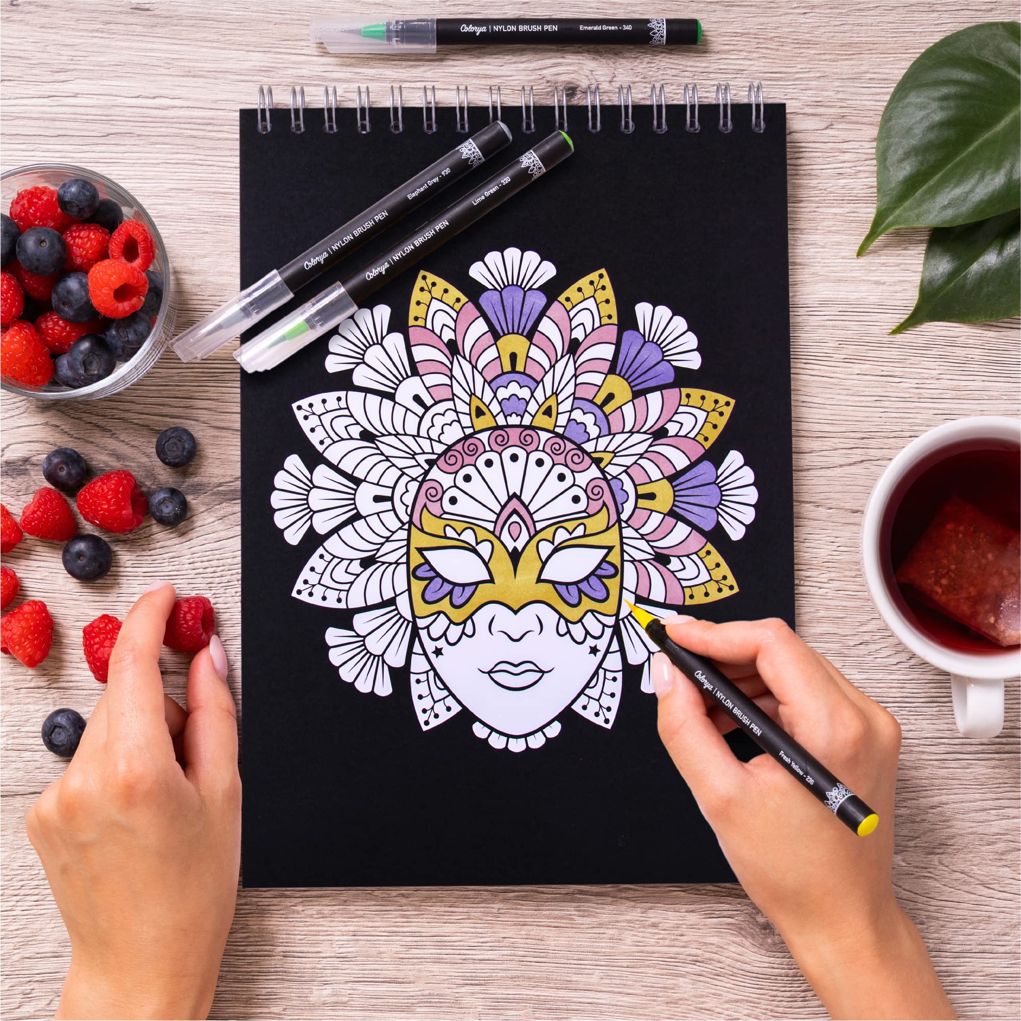 Mandala Night - Adult Colouring Books by Colorya - Spiral-Bound, Premium Quality Paper, No Medium Bleeding, A4 One-Sided Print