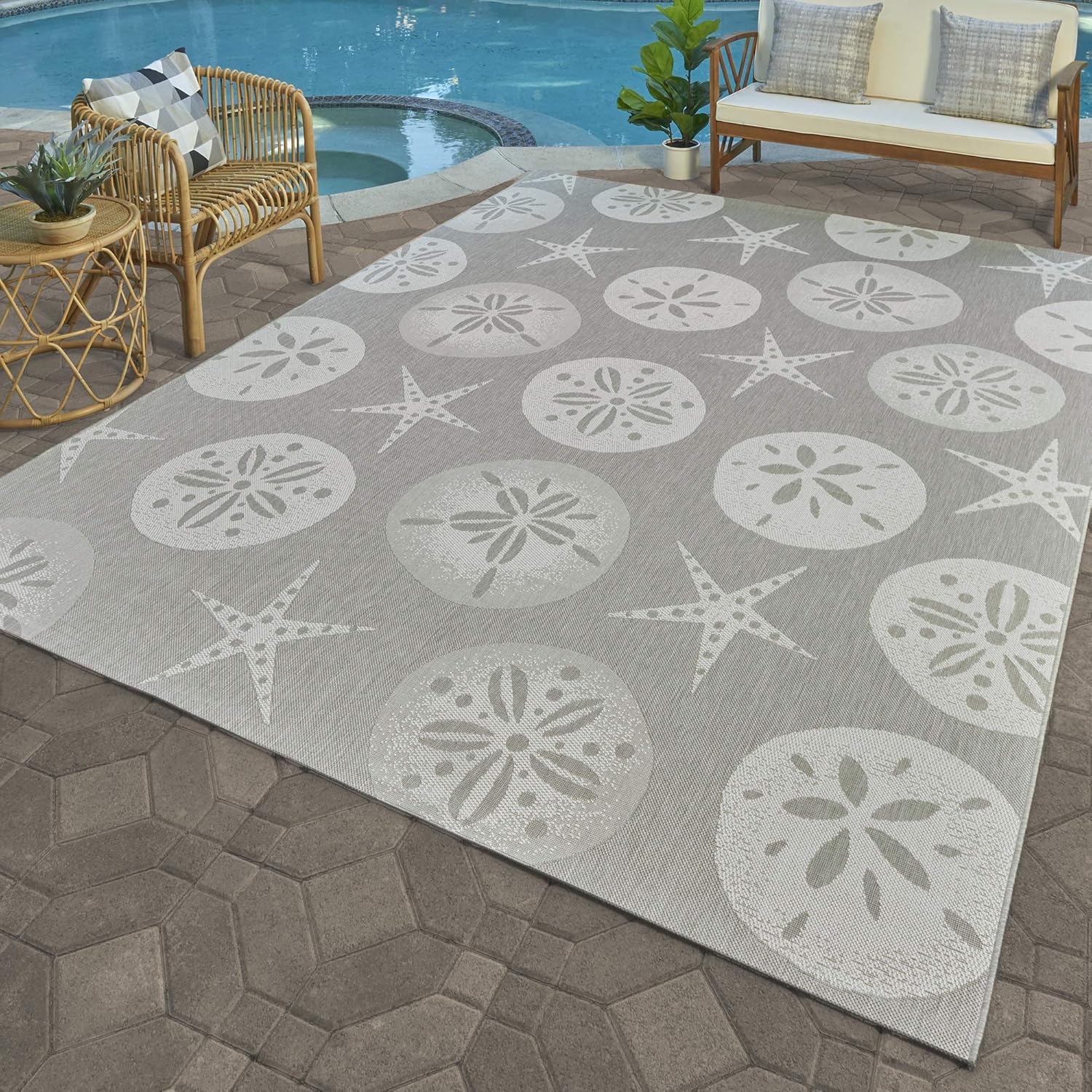 Buy Gertmenian 21998 Outdoor Rug Freedom Collection Coastal Themed Smart Care Deck Patio Carpet