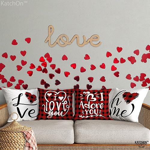 Miniatura 9 de KatchOn, Telón de fondo de feliz día de San Valentín  XL, paquete de 5 fundas de almohada blancas de San Valentín, pancarta de feliz día de San