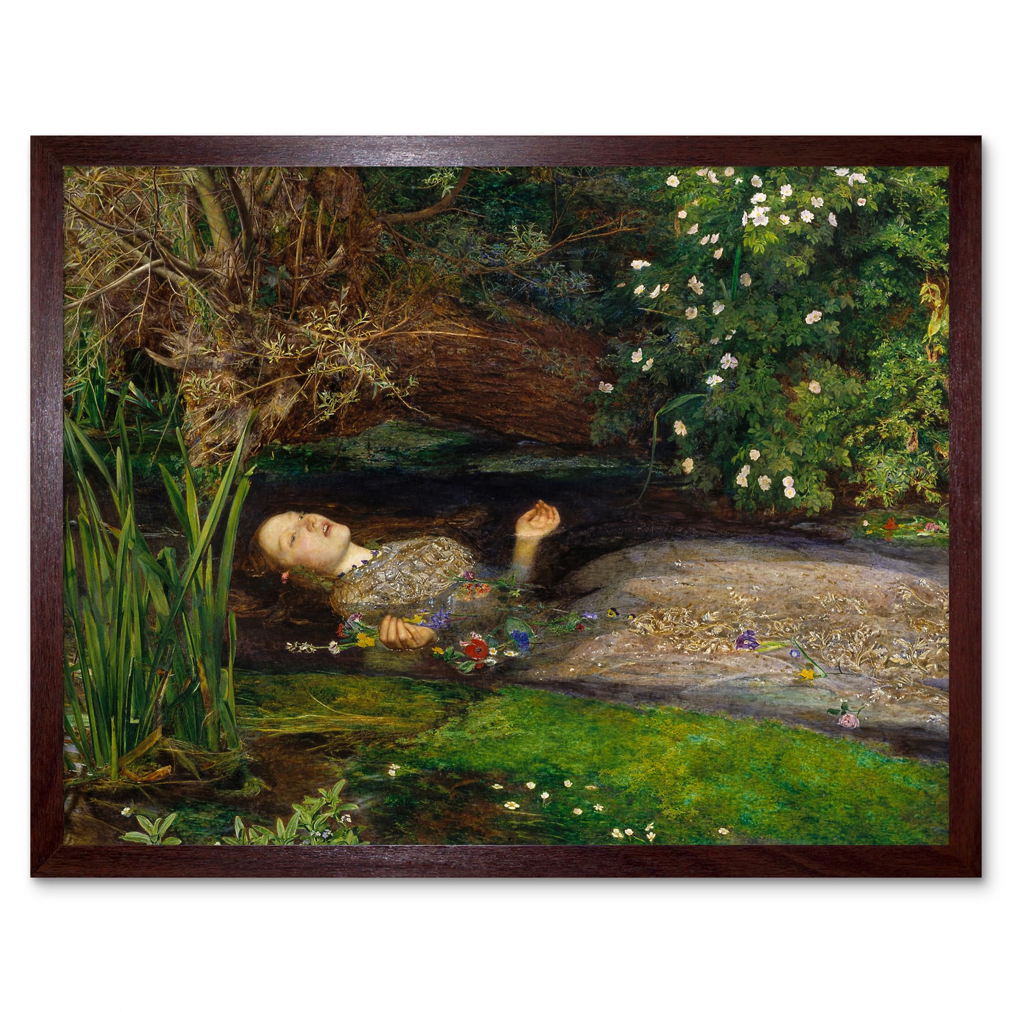 John Everett Millais Ophelia Cropped Art Print Framed Poster Wall Decor 12x16 inch