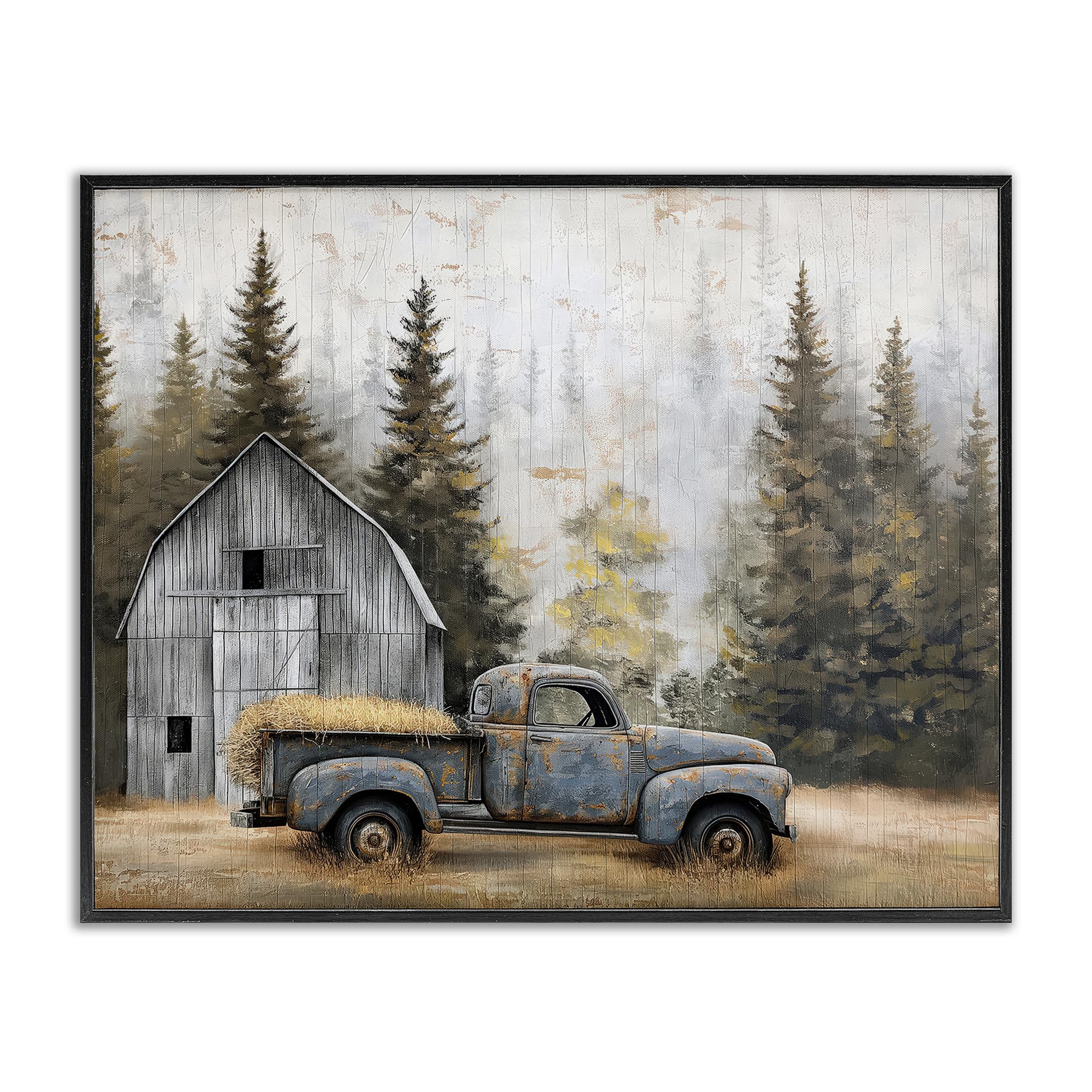 'Autumn Barn & Pine Forest'| Framed Giclee Art