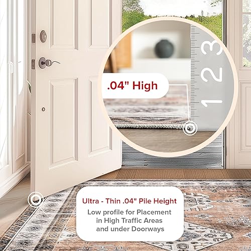 Miniatura 2 de nuLOOM Alfombra tradicional Evelina repelente de manchas lavable a máquina, 2 pies 6 pulgadas x 8 pies, óxido