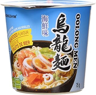 Nongshim Oolong Men Seafood Cup (6 X 75 Grams)Net Wt (450 Grams), Seafood, 450 Grams