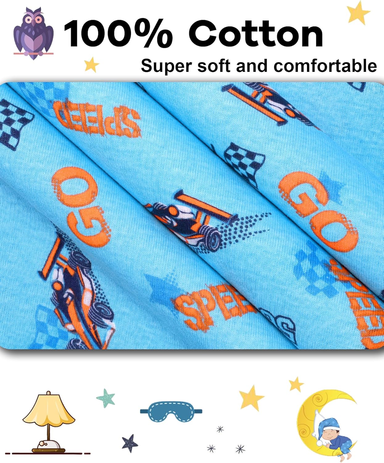 DAUGHTER QUEEN Cars Pajamas for Boys Toddler Kids 100% Organic Cotton Pjs 3T Children Pj Sets Jammies Sleepwear Clothes Size 3 Years Outfits Pyjamas Shirts Pijamas Ninos - Image 6