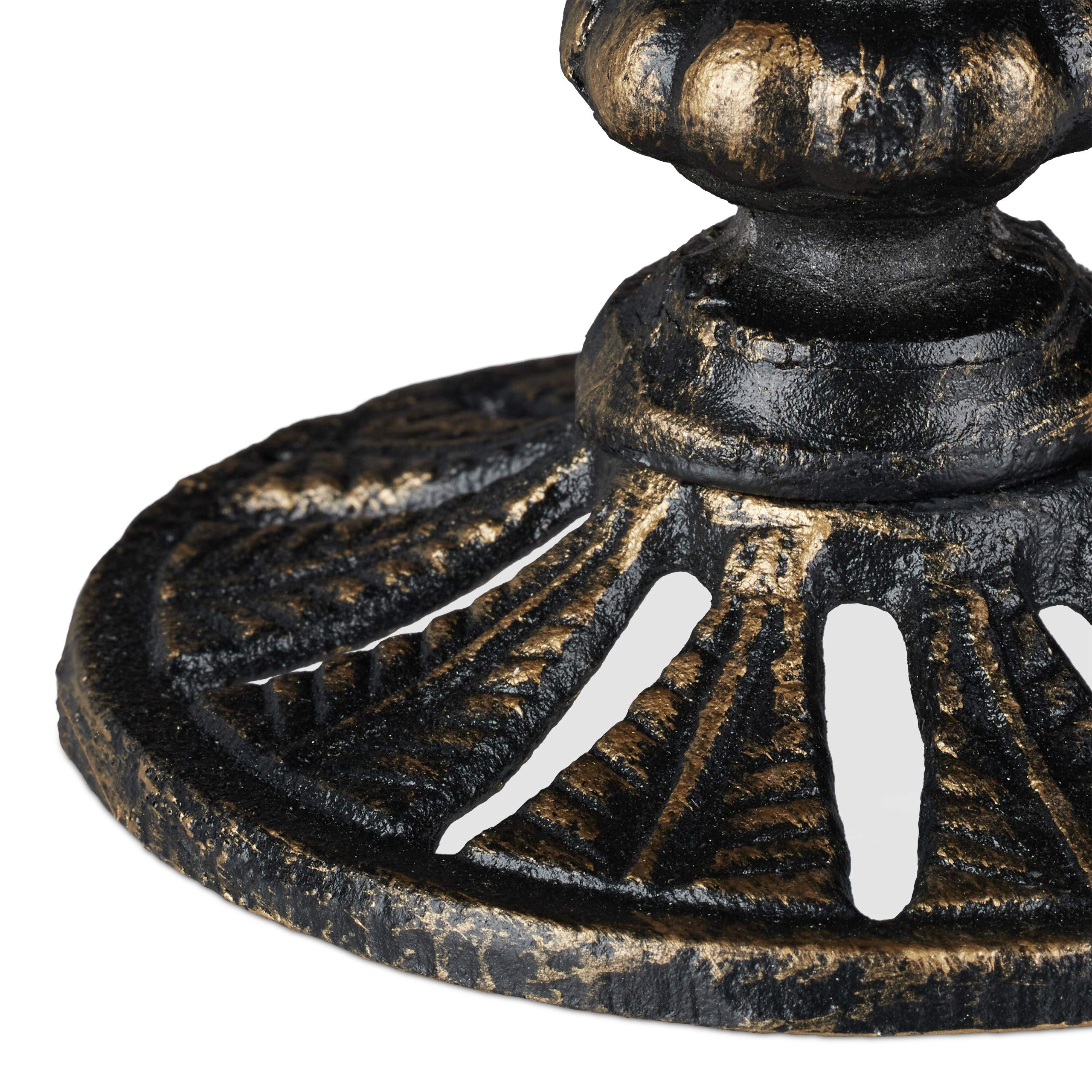 Relaxdays Abreuvoir Oiseaux, Fonte de Fer, décoration Jardins, Style Antique, mangeoire sur Pied, 40 cm de Haut, bronzé