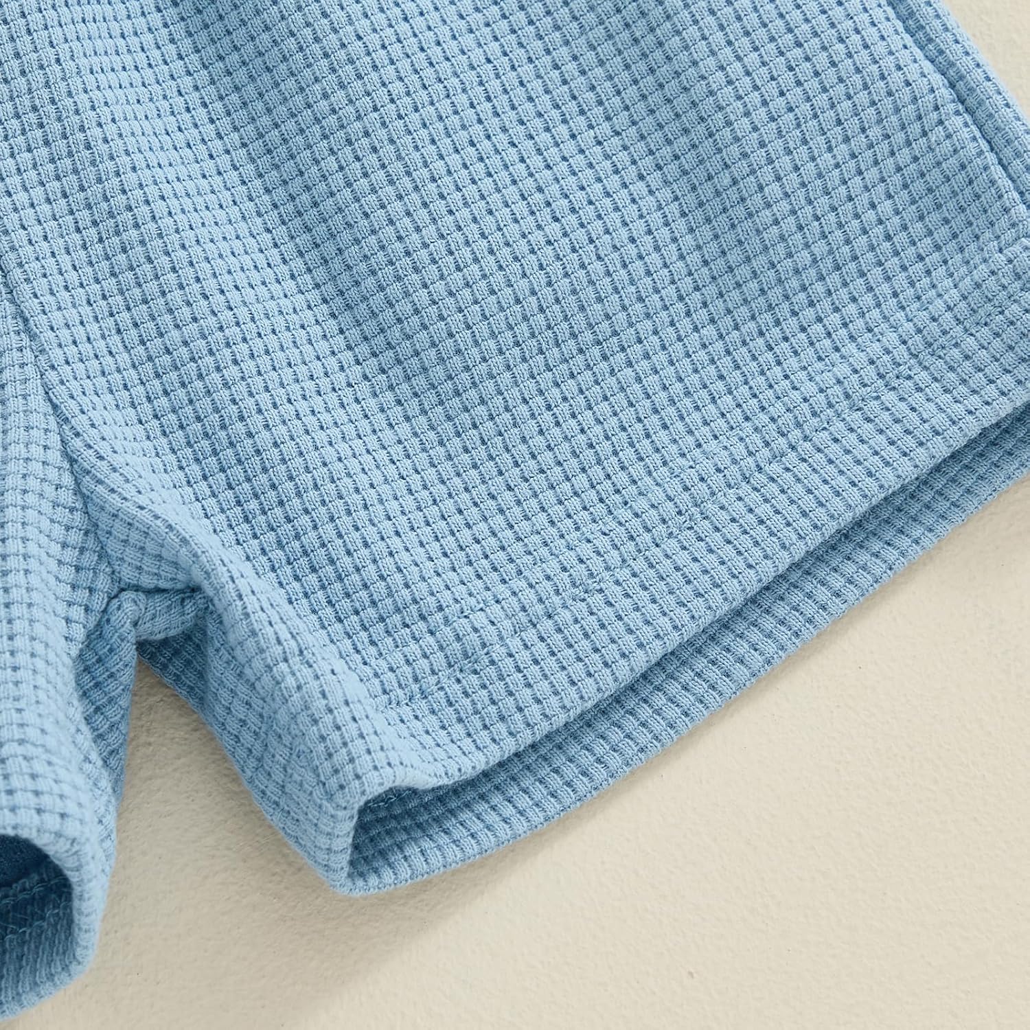 Lamuusaa Toddler Baby Boy Birthday Outfit One/Two Letter Embroidery T-shirt Jogger Shorts Waffle Summer Clothes - Image 5