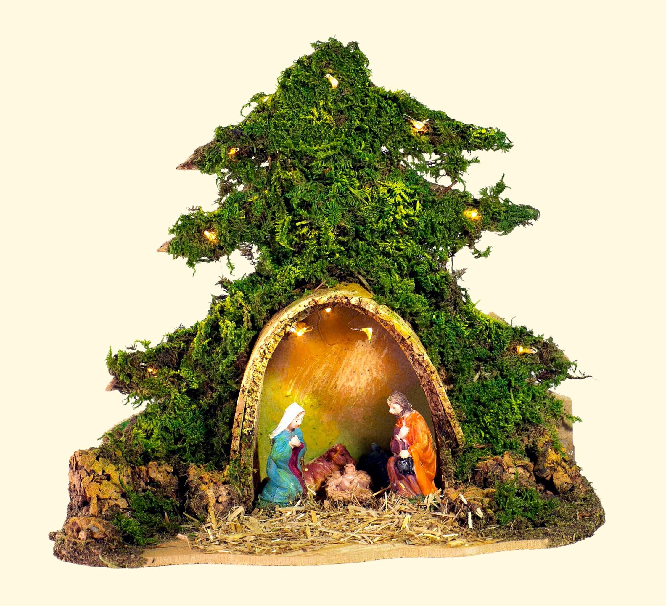 Cabane Rossi Rosa étable Lumières 50x26x36cm Figurines Cabane Rossi Rosa Avec Étable Et Lumières - Décor En Liège 50x26x36 Cm Maquette Liège Bois éclairée