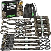 Vista 10 de Rhino USA - Correas de trinquete de amarre (4), 1 pulgada x 15 pies (resistencia 1823 libras), con ganchos en S de seguridad, alta calidad para Negro