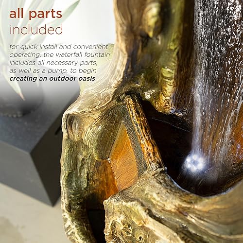 Miniatura 7 de Alpine Corporation TVH156 - Fuente de agua para tronco de árbol en cascada con luces LED, cascada con luces, 79 pulgadas, marrón