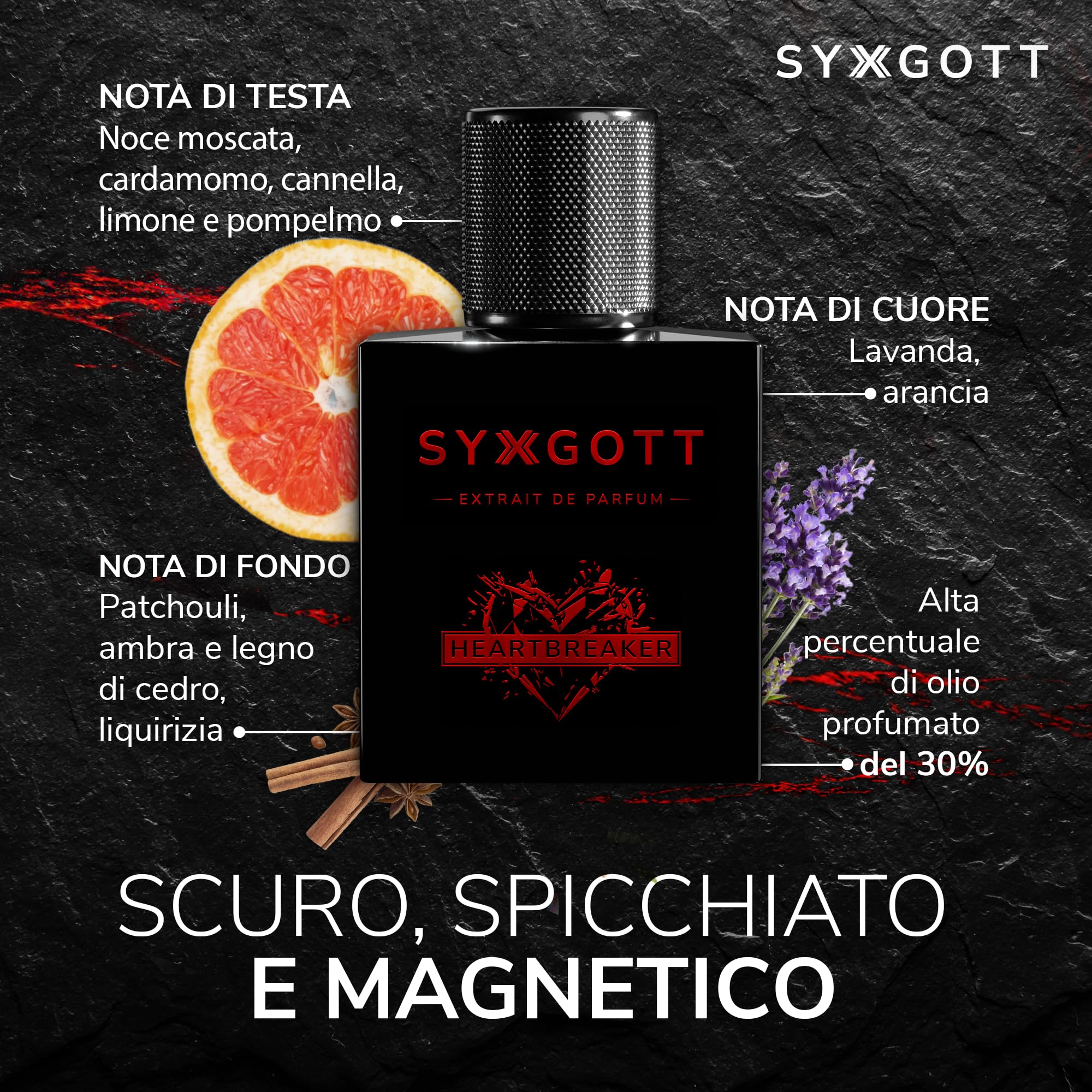 SYXGOTT HEARTBREAKER Profumo da uomo con olio di feromoni | Extrait de Parfum per uomini | Campioncino incluso | intenso, speziato e rinfrescante | Fragranza estiva durevole ideale per tutti i giorni