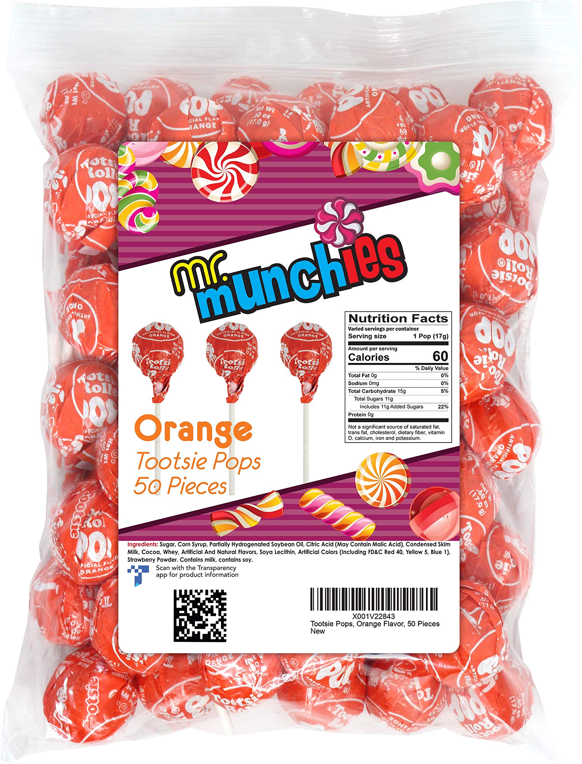 Mr. MunchiesTootsie Pops, Orange Flavor, 50 Pieces