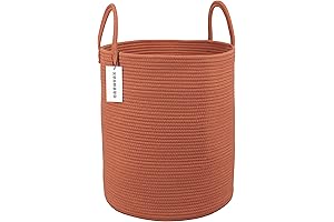 Large Rust Red Cotton Rope Laundry Basket - Durable and Functional Storage for Any Room