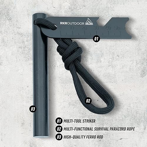 Miniatura 7 de Ferro Rod Flint Fire Starter Kit + Fuelle de mecha de yesca con caja deslizante  Varilla ferro de 4 pulgadas de largo y 12 pulgada de grosor con