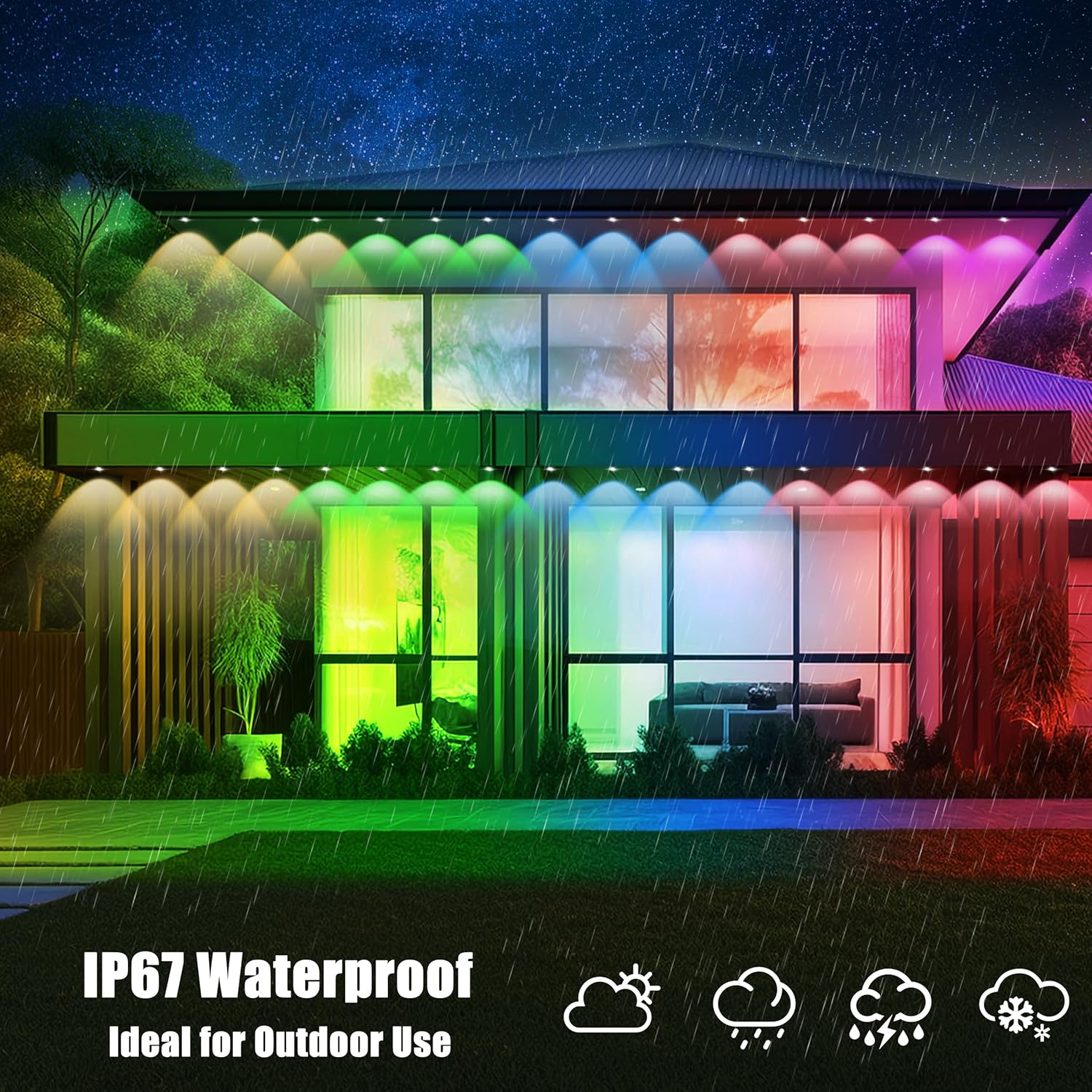 60ft Smart Permanent Outdoor Lights, 30 RGB LED Light Bulbs with APP/Remote Control, IP67 Waterproof Eave Lights for House Roof Garden Christmas Decor