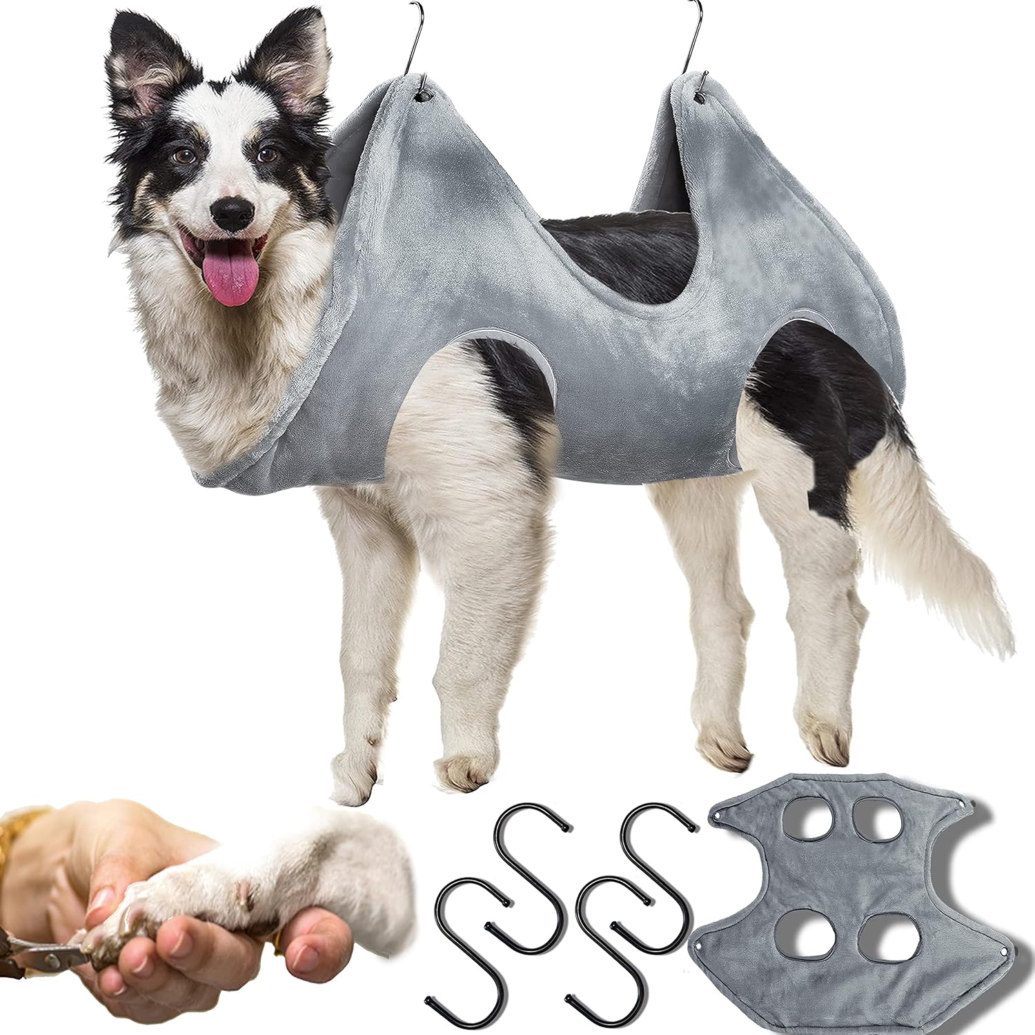 TYISON Pet Grooming Hammock/Drying Towel with 4 S-Hook,Dog Sling,Hammock Restraint Bag for Nail Clipper Bathing Teeth and Ears…