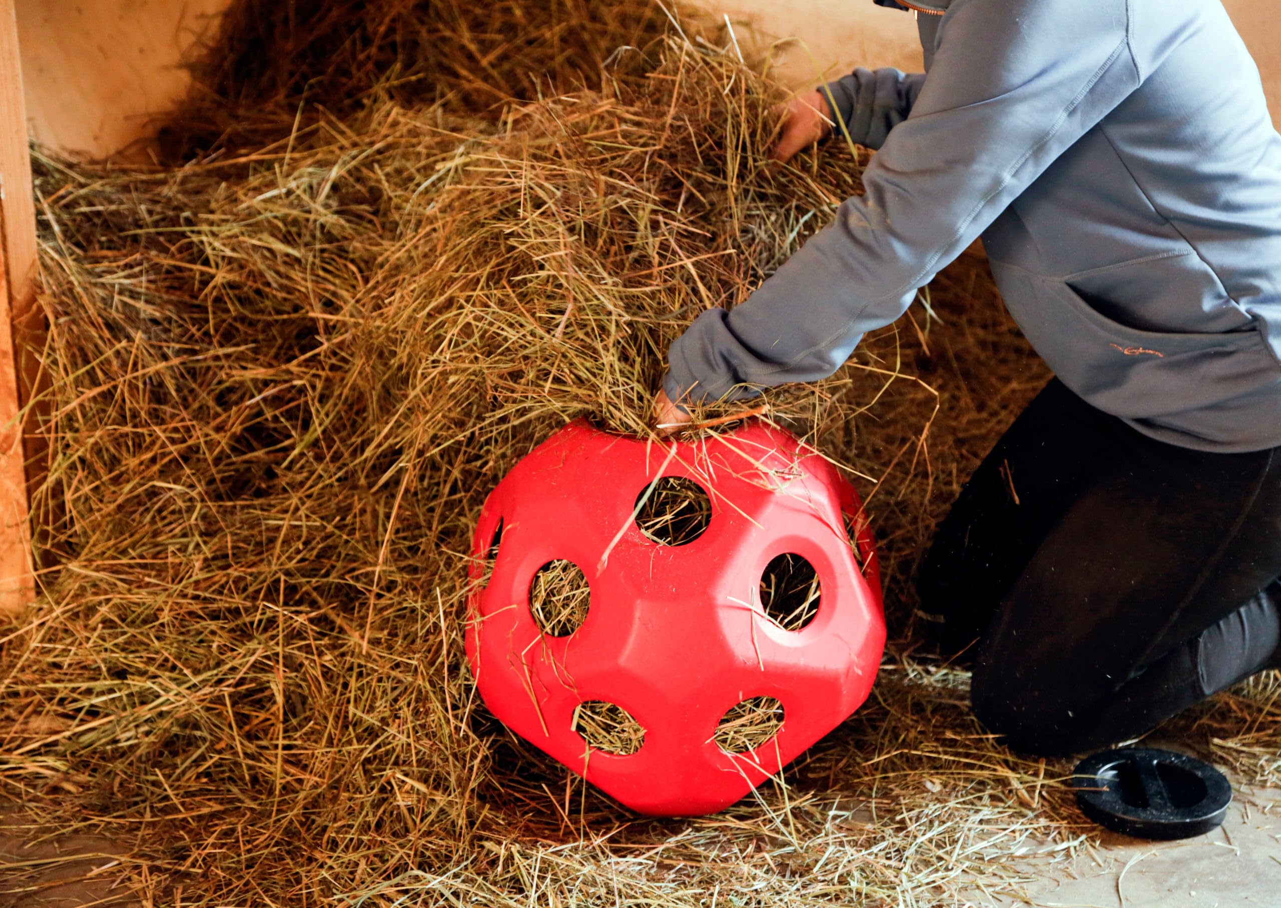 Kerbl Pelota de alimentación roja Ø40 cm rellenable para caballos y terneros