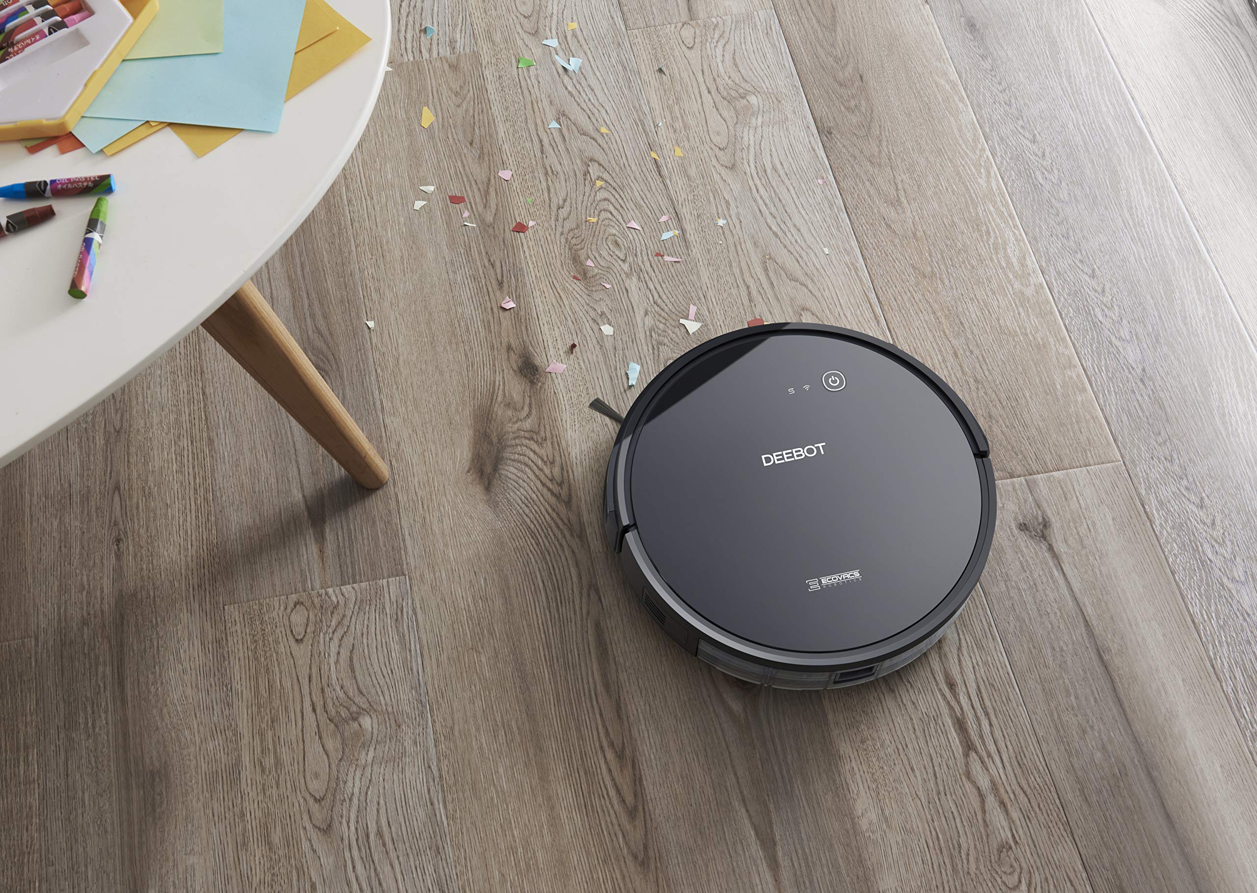 ECOVACS Robotics DEEBOT 601 – wydajny robot odkurzający z łącznością Smart Home i trybem MAX, systematyczne czyszczenie twardych podłóg, kolor czarny