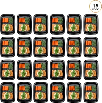 Freshware Meal Prep Containers [15 Pack] 1 Compartment Food Storage Containers with Lids, Bento Box, BPA Free, Stackable, Microwave/Dishwasher/Freezer Safe (28 oz)