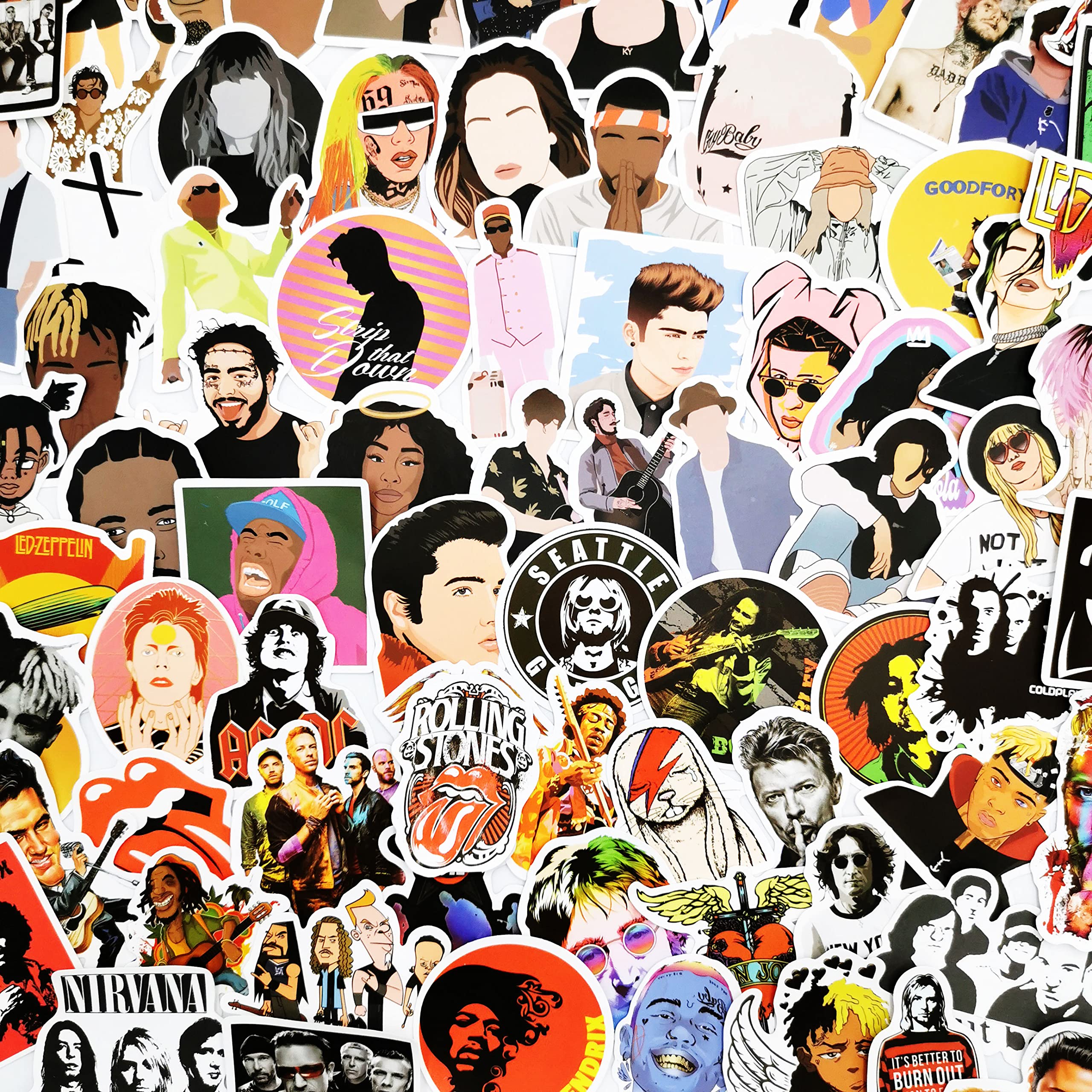Rapper Stickers 100 Pack,Punk Rock Singer Band Stickers for Laptop Water Bottle Guitar