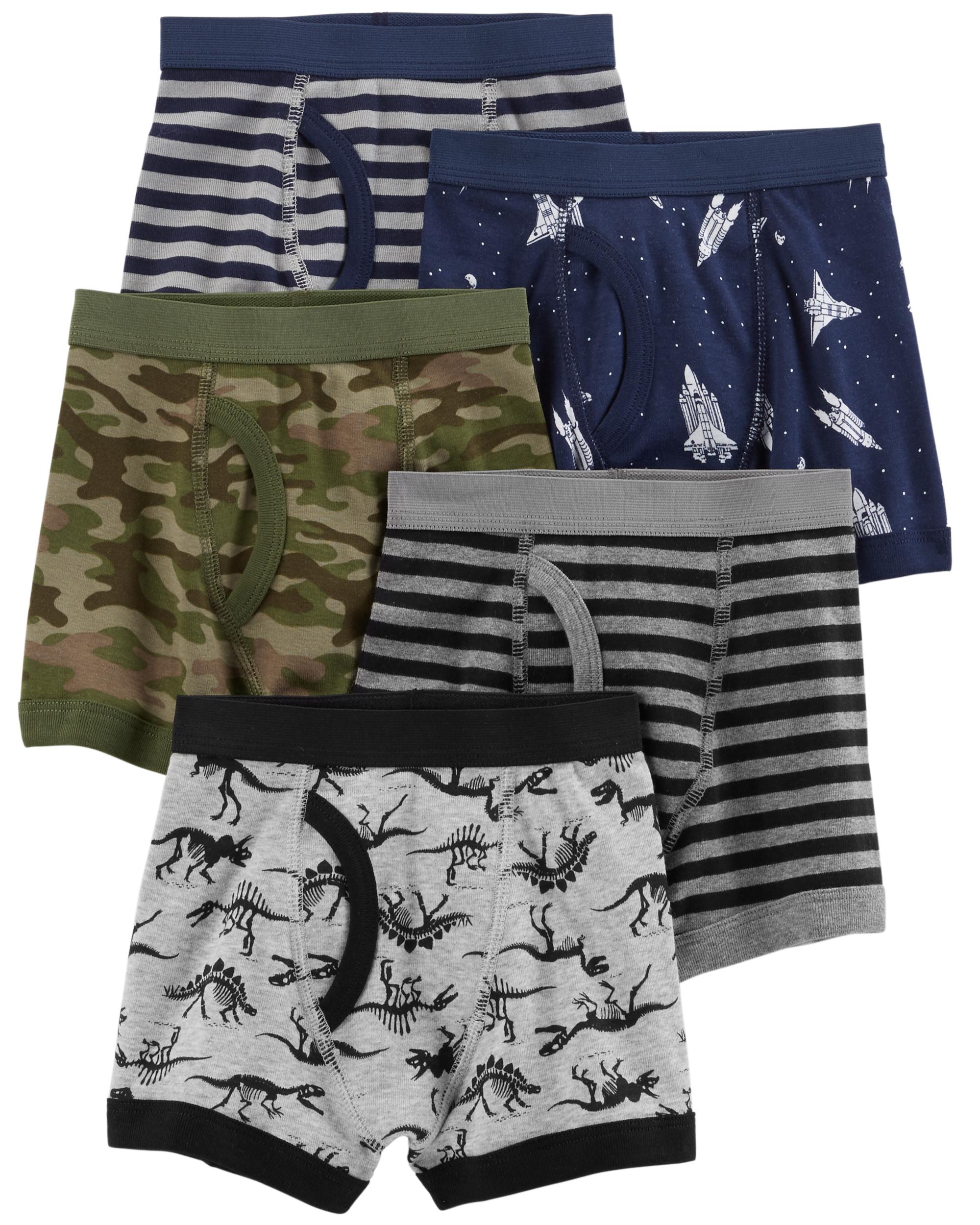 Carter's Boy's 5-Pack Cotton Boxer Briefs (Camo Green(33401212)/Dinosaur/Stripes, 2-3T)
