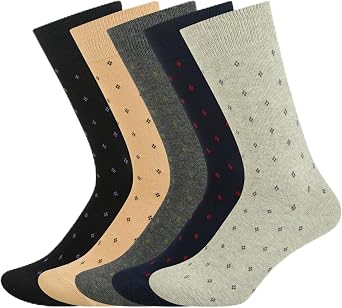 BALENZIA Mens Polka Pattern Full Length, Crew & Calf Length Socks Pack of 5 MulticolorFree Size