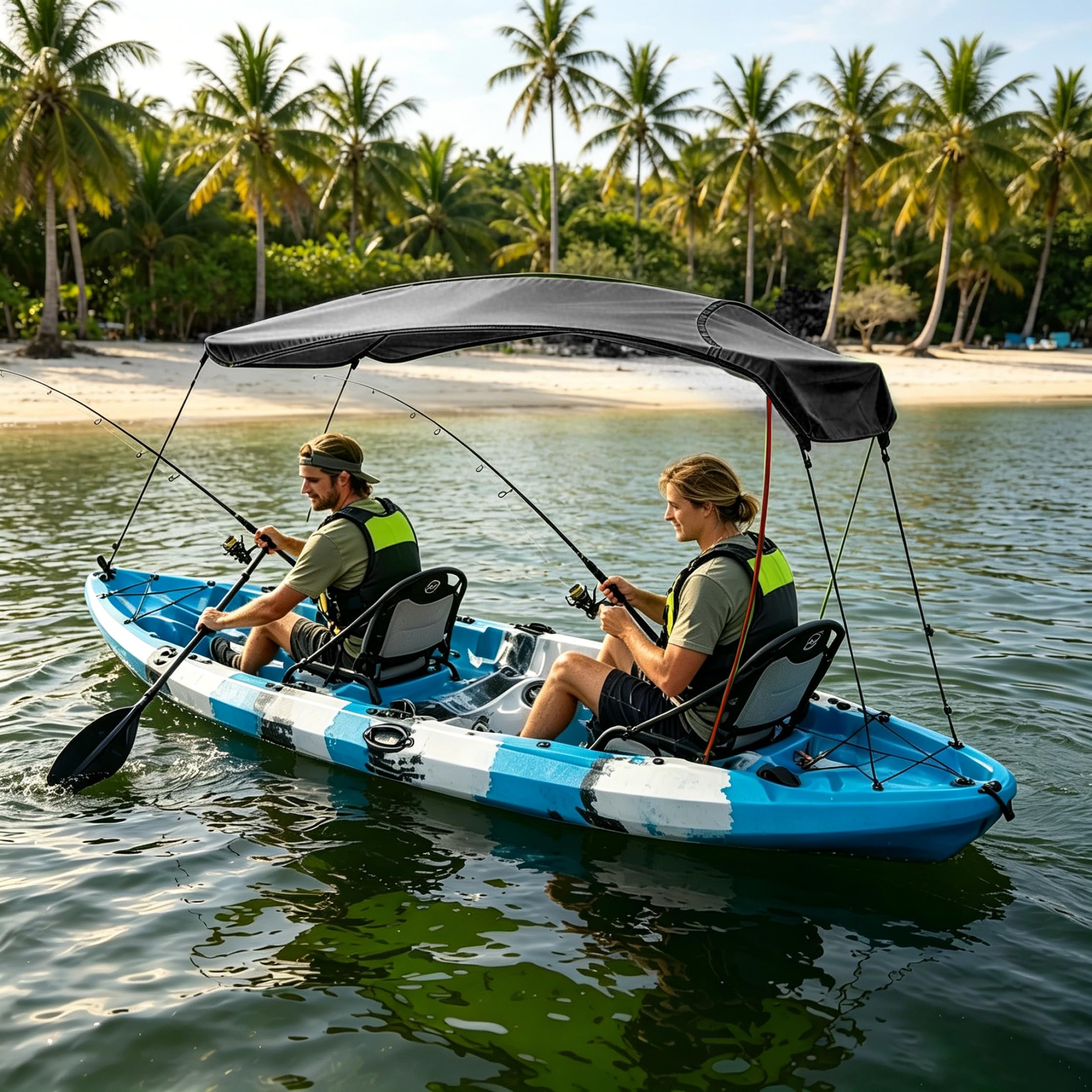 Tettuccio per Kayak, Parasole per Kayak, in Tessuto Oxford Impermeabile e Resistente agli Strappi, Protezione Solare e Pioggia Facile da installare per Canoa, gommoni, Nero