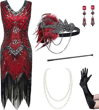 Damesjurk In Jaren 20-retrostijl, Flapper, Ronde Hals, Met Stijlvolle Pailletten In De Stijl Van The Great Gatsby Feestjurk Verkleedjurk Goud Zwar  508c8770 7b8e 563d A3f3 D68f5c16780f
