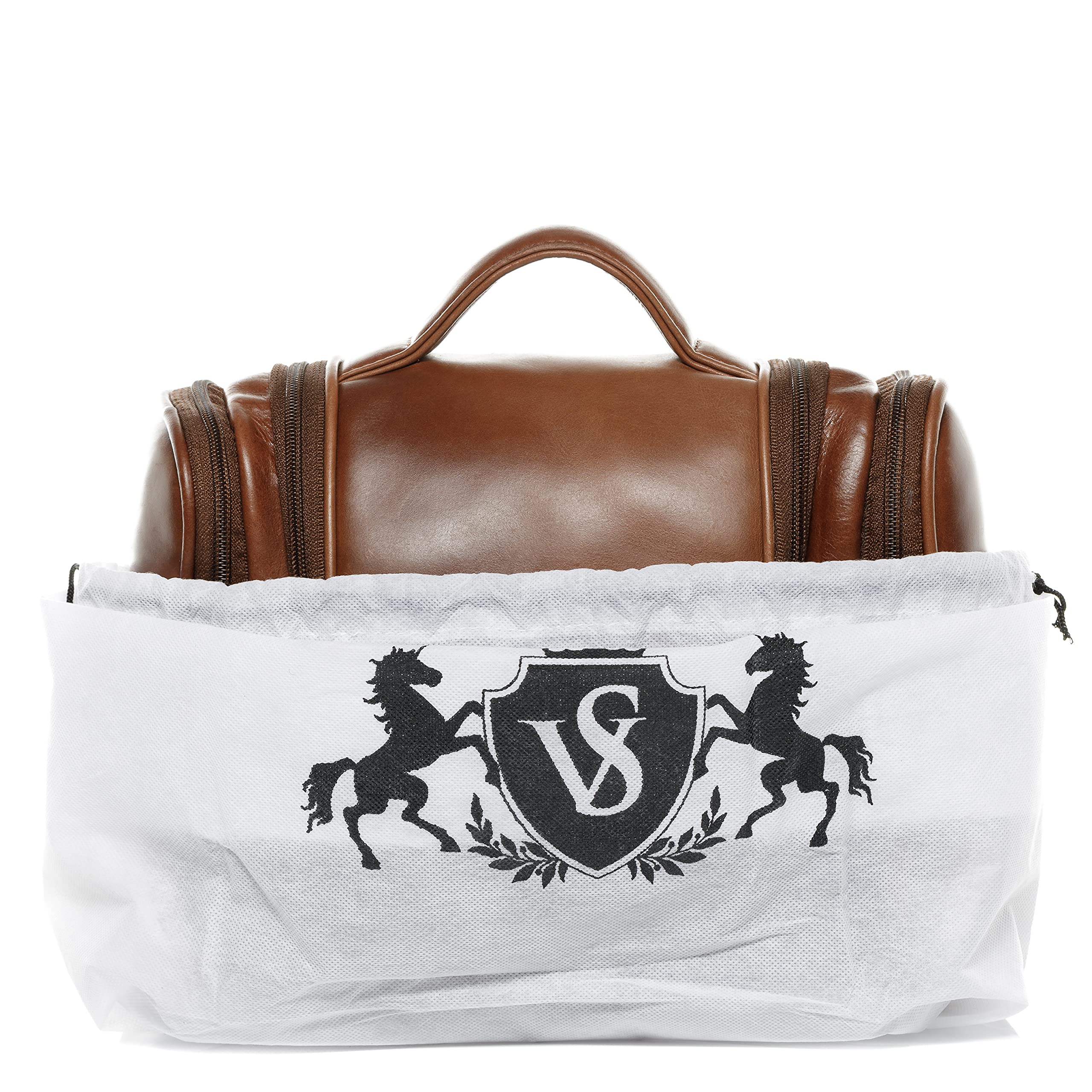 SID & VAIN Trousse de Toilette Cuir véritable Dexter nécessaire de Voyage Grand pour Hommes et Femmes Trousse de Maquillage Marron