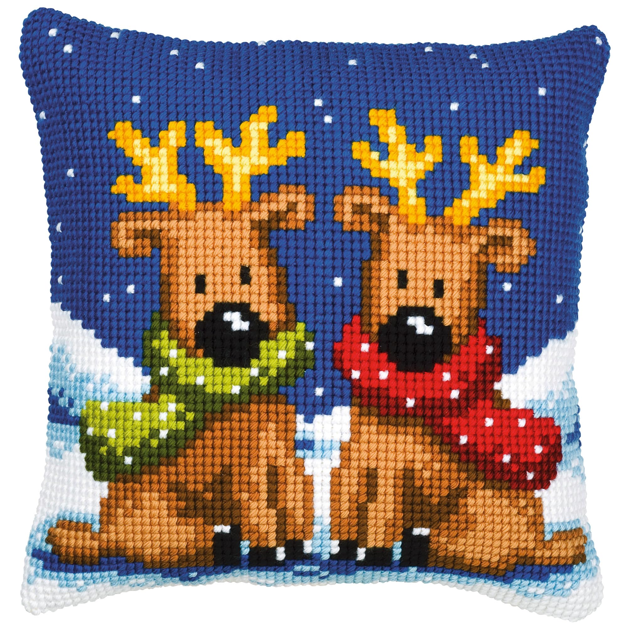 Vervaco Multi Reindeer Twins Cross Stitch Cushion, -Colour