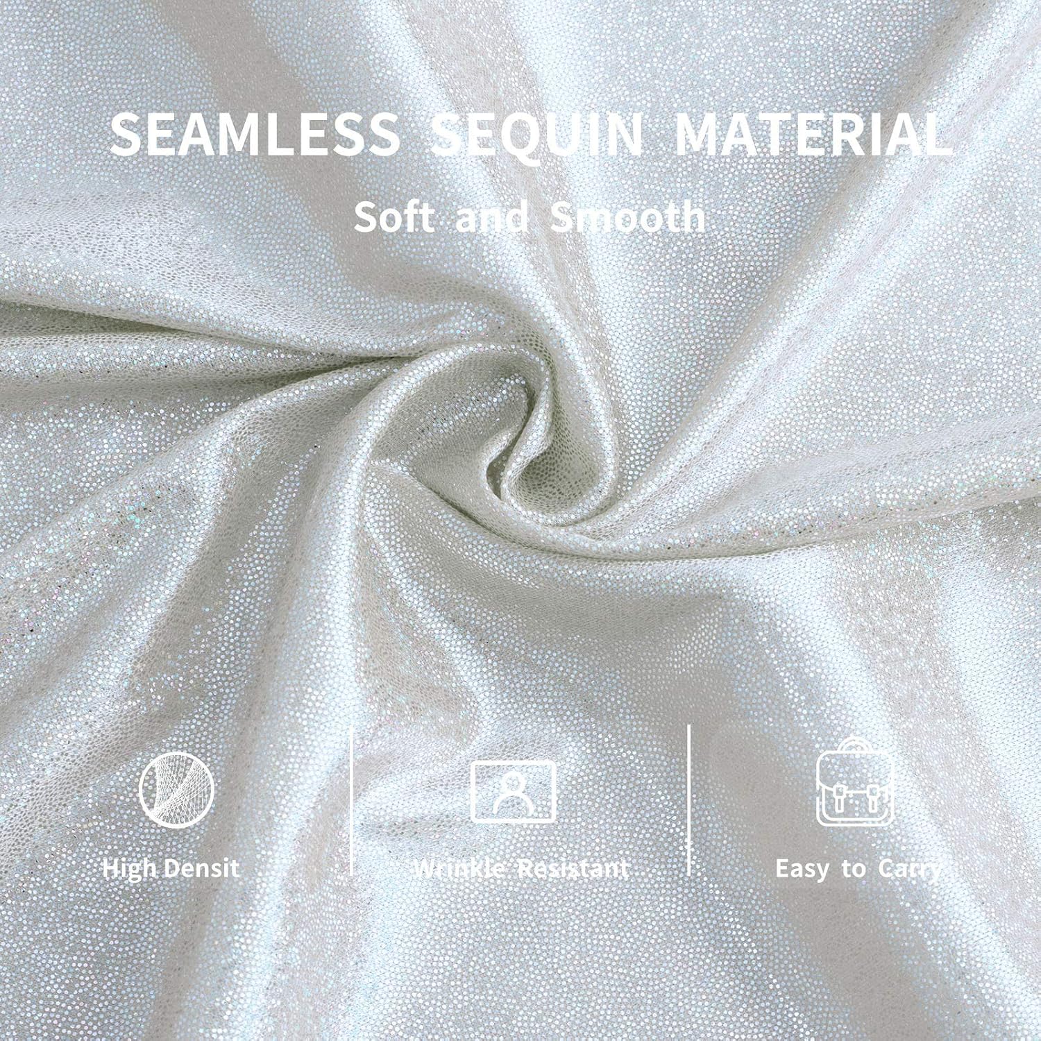 ISSUNTEX W2.2xH8 ft Glitter Sequin Photography Backdrop Curtains for Wedding Birthday Graduation Baby Shower Party(2 Panels,White)