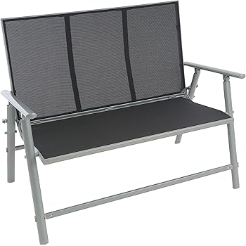 Amazon De Nexos Gartenbank Parkbank Rahmen Alu Bespannung Textilene 119x96x66 Cm 2 Sitzer Alu Bank Sitzbank Garten Farbe Bespannung Grau Rahmen Hellgrau