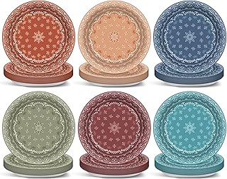 60Pcs 7 Inch Western Bandana Paper Plates Boho Western Party Decorations Farm Cowboy Cowgirl Disposable Dinner Plates Bandana Floral Party Tableware for Rodeo Wild West Birthday Baby Shower Supplies
