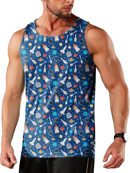 Mens Tank Top Funny Tank Tops for Men Fitted Quick Dry Sleeveless Shirt Cool Summer Beach Tank Tops Undershirt