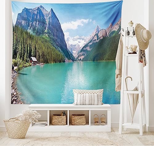 Miniatura 9 de Ambesonne Tapiz náutico, pulpo y barco en una tormenta, elementos marinos con océano ondulado, colgante de pared para dormitorio, sala de estar,