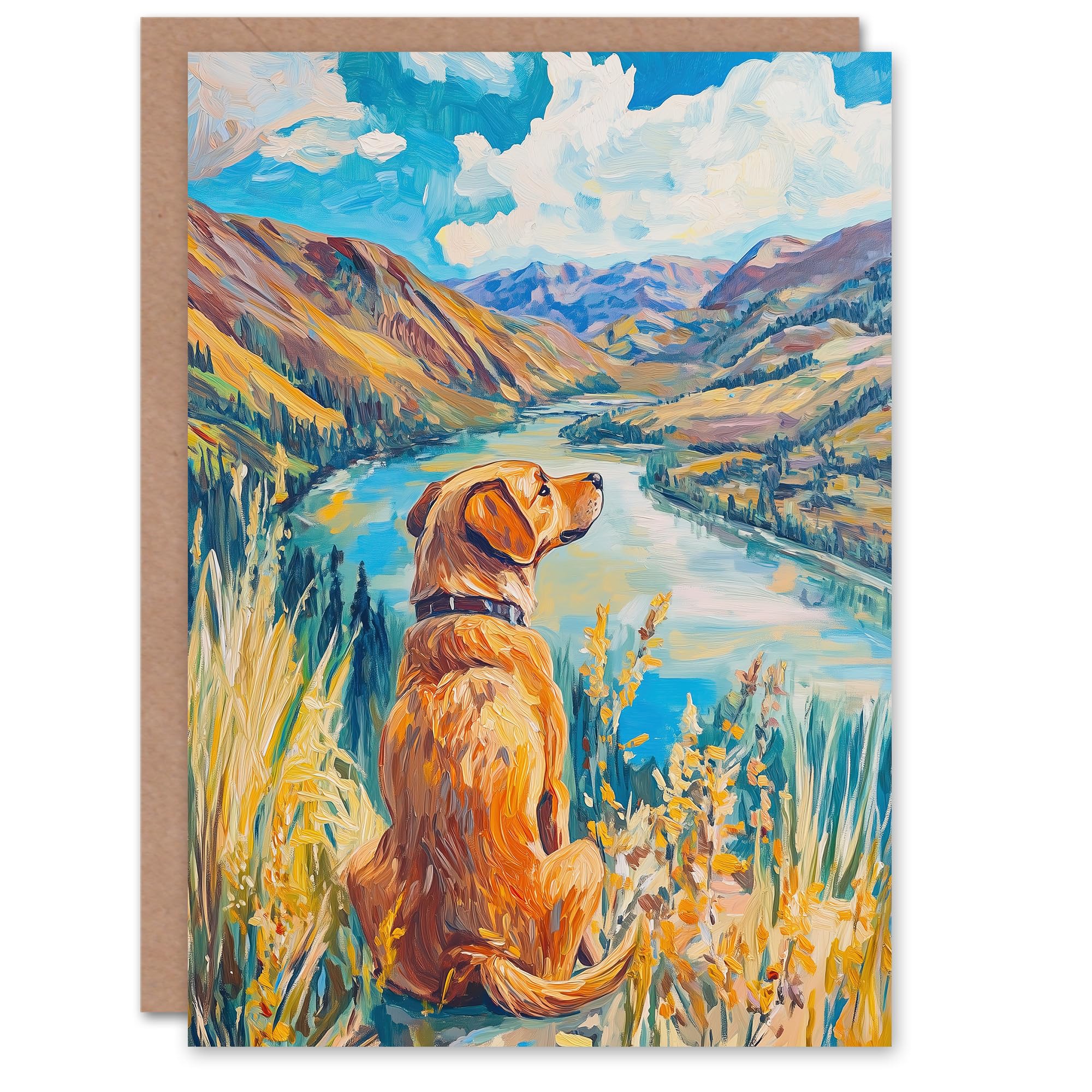 Artery8 Greeting Card Labrador Colorado Mountain Landscape Dog Lover Blank For Him Or Her Art Birthday Card