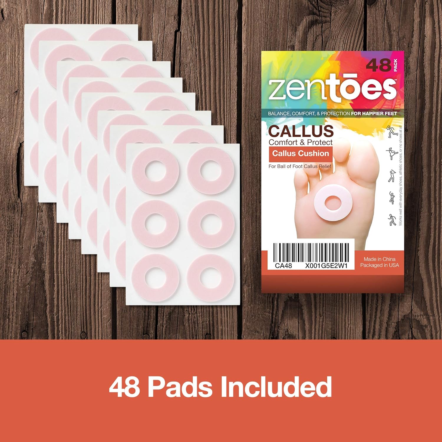 ZenToes Soft Foam Callus Cushions Round Waterproof Pads Toe and Foot Protectors (48 Count) : Health & Household