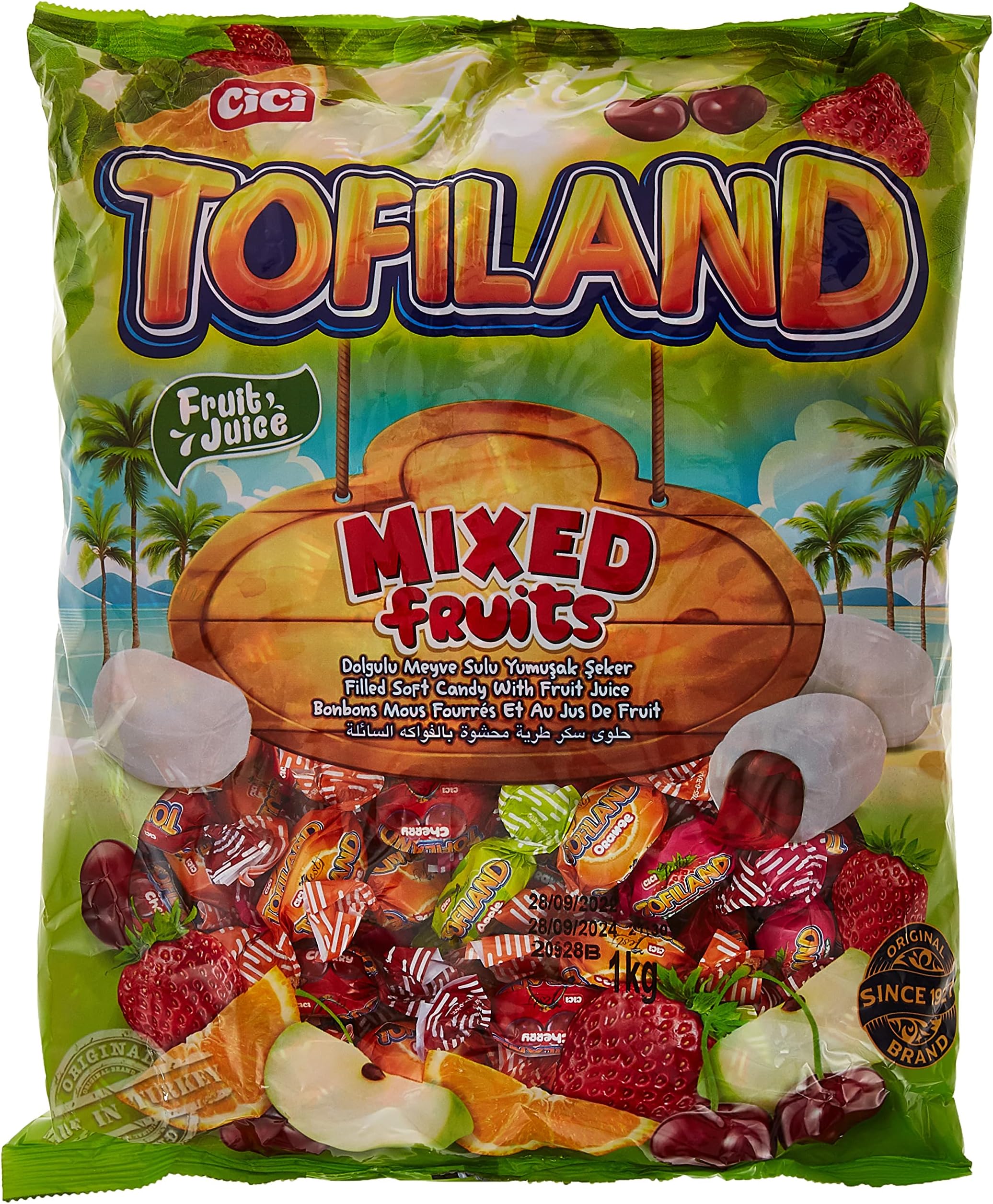 Cici Tofiland Center Filled Mix Fruit Candy, 1 Kg