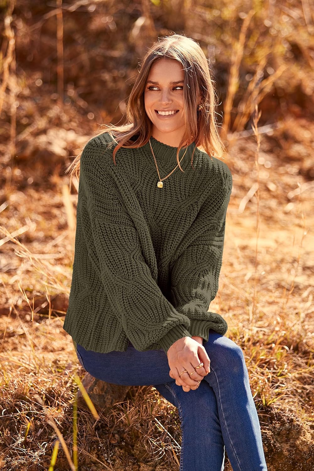 PRETTYGARDEN Women's Fall Oversized Pullover Sweaters Casual Crewneck Long Sleeve Chunky Cable Knit Tops Winter Clothing - Image 6