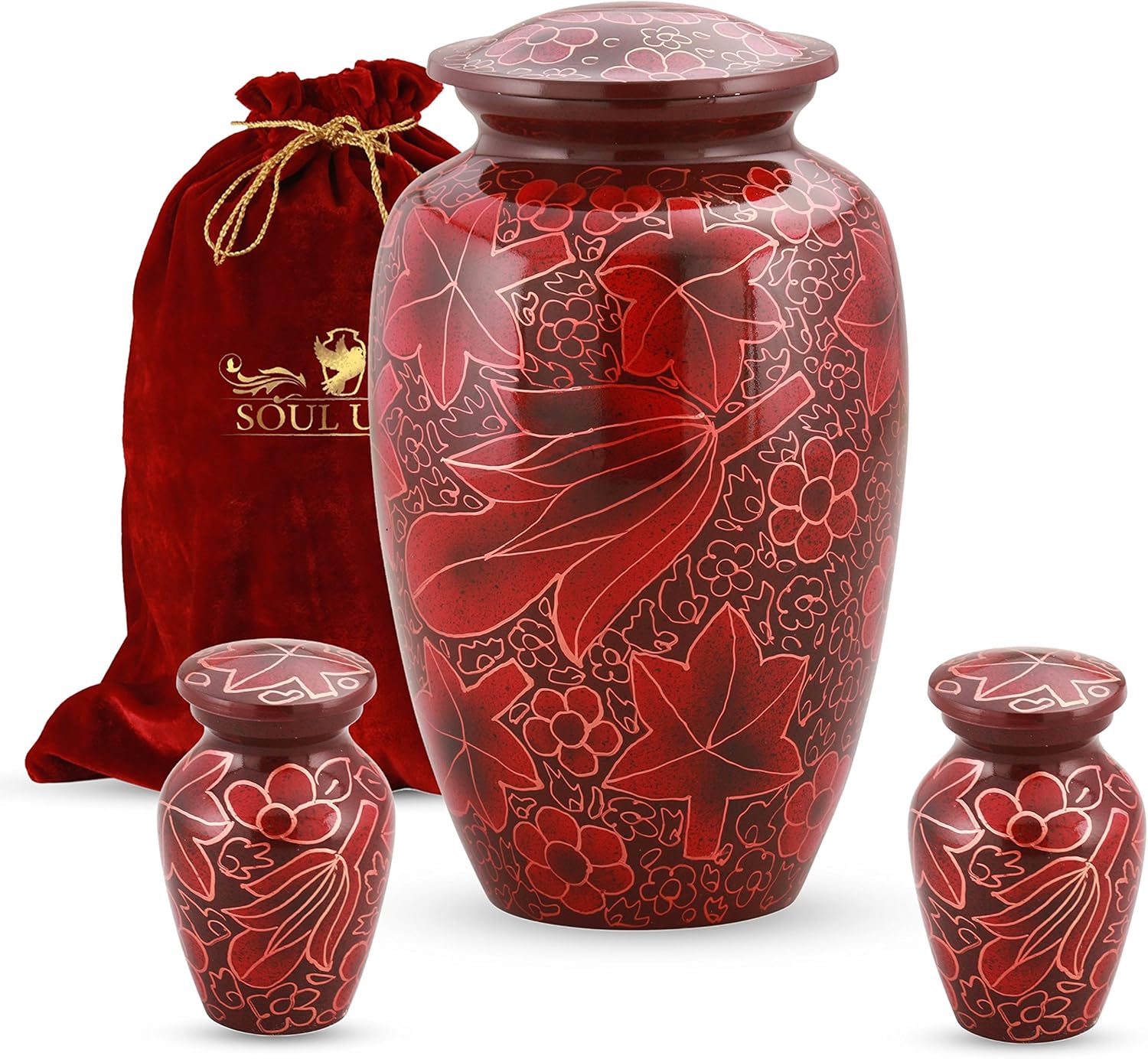 Funeral Urn by SoulUrns - Cremation Urn for Human Ashes - Hand Made in Aluminum - Display Burial Urn at Home (Adult, Purple Dove)