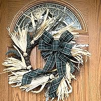 Vista 54 de Arco de corona de arpillera negra con alambre, 10 pulgadas de ancho, colas largas de 18 pulgadas, cinta de Navidad, decoración de puerta delantera