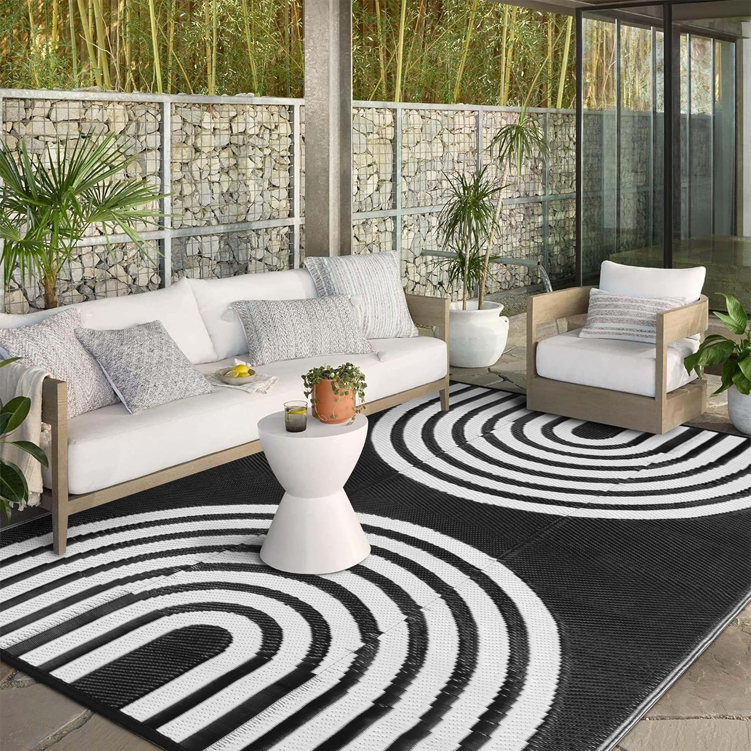 Wonnitar 8x10 Waterproof Outdoor Rugs for Patios Clearance,Reversible