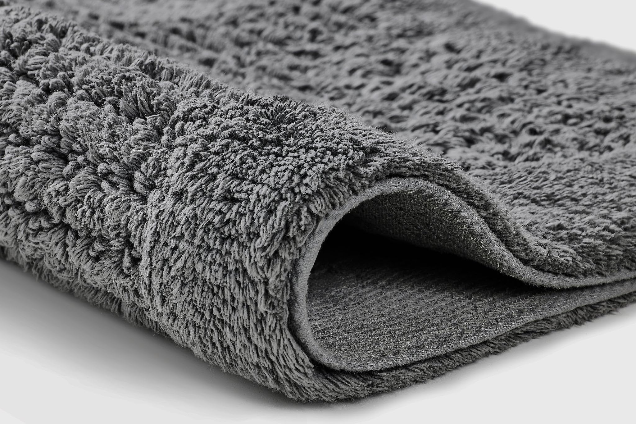 Kleine Wolke Badteppich NET Schiefer 60 x 90 cm | OEKO-TEX zertifiziert, rutschhemmende Unterseite, für Fußbodenheizung, maschinenwaschbar, 100% Baumwolle