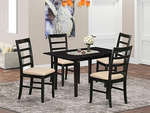 Miniatura 2 de East West Furniture NOPF5-BLK-C - Juego de muebles de comedor de 5 piezas, incluye una mesa de cocina rectangular con hojas de mariposa y 4 sillas